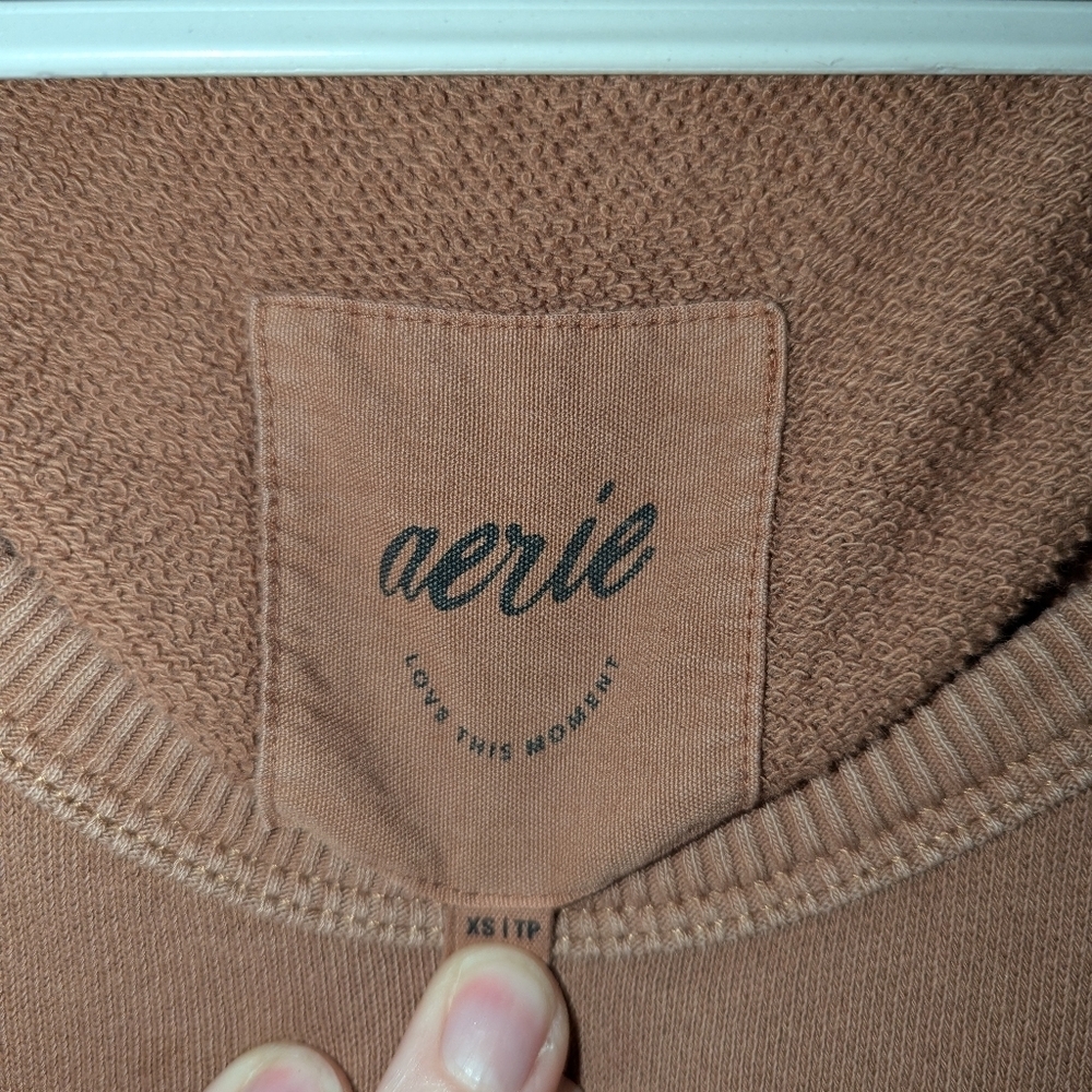 Aerie crewneck sweater bundle. Women's XS crewneck tops. Camo and brown tops. - Picture 3 of 4